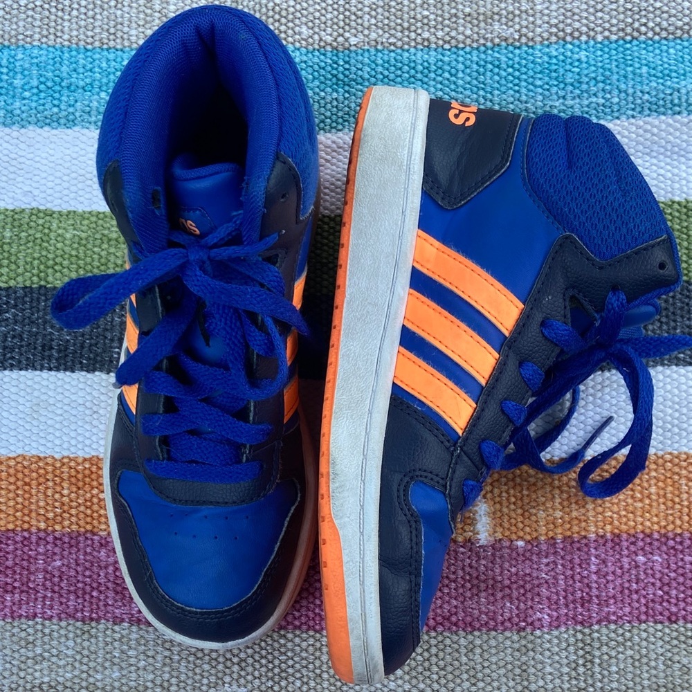 adidas boys high top Sneakers in Navy and Orange